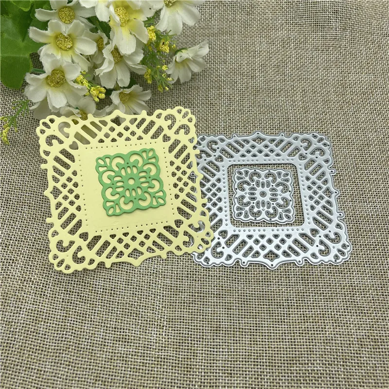 2pcs Flower photo frameMetal cutting dies mold Round hole label tag Scrapbook paper craft knife mould blade punch stencils - купить по