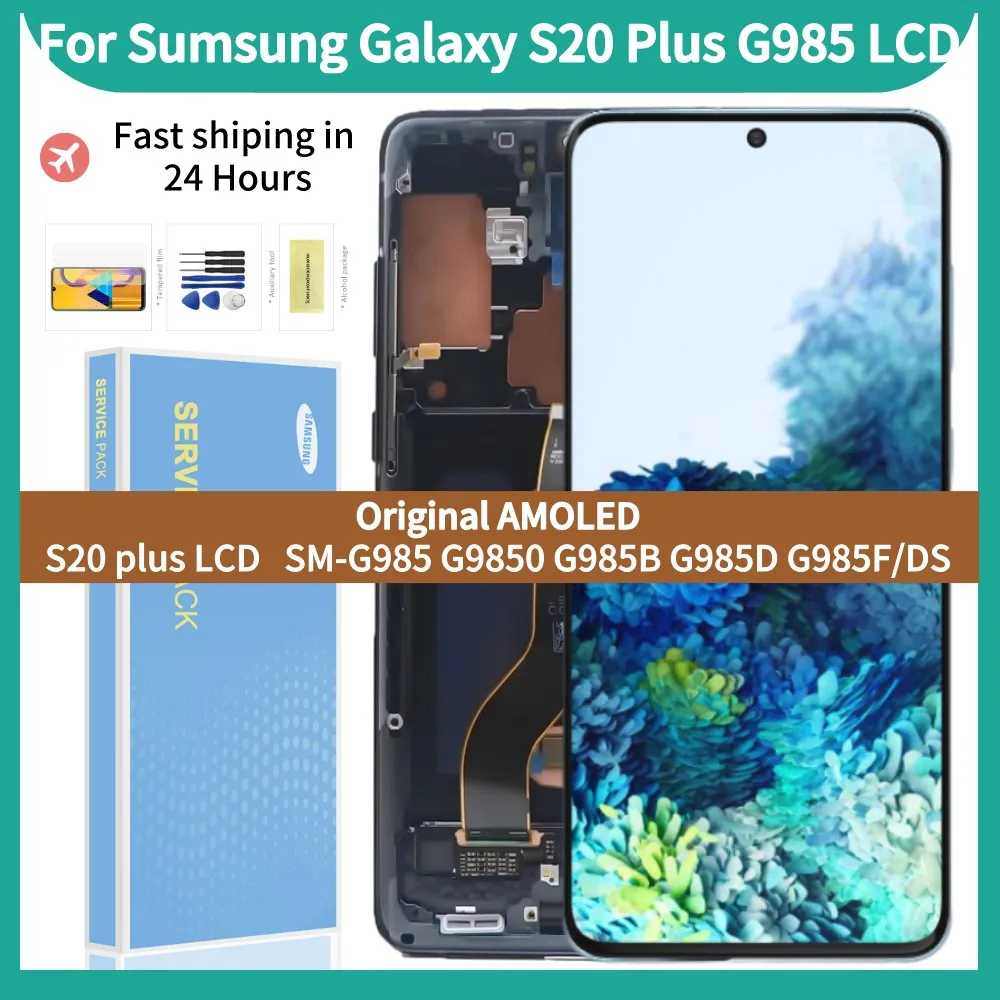 Original 6.7''AMOLED LCD For Samsung Galaxy S20 plus Display With Black Frame SM-G985 G986FD LCD Touch Screen Digitizer Assembly