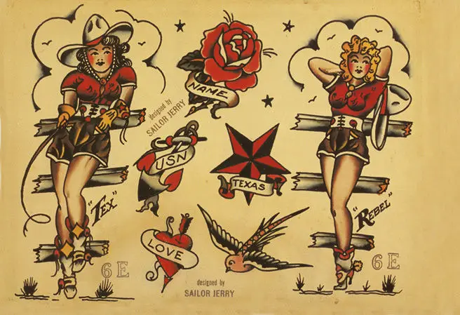 

Sailor Jerry Tattoo Art Picture Print Silk Poster Home Wall Decor