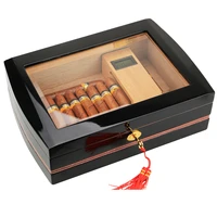 cedar wood cigar humidor large capacity for 75 pcs cigars humidor 2 zone with humidifier hygrometer security lock portable box
