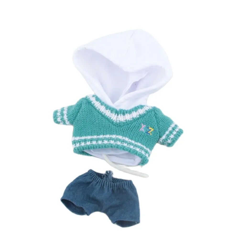 

Doll Clothes Plush 20cm Idol Doll Clothes Stray Kids Stuffed Blue Vintage Sweater Knitwear Canvas Shoes Children's Toys Gifts