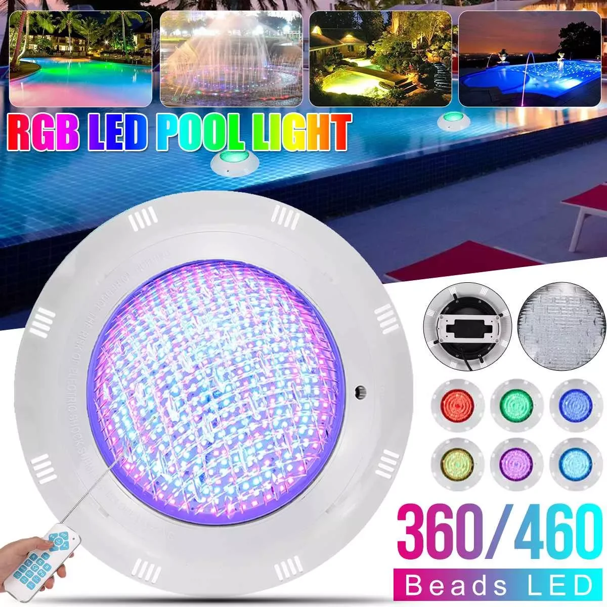 

NEW2023 65W LED Underwater Swimming Pool Lights AC12V RGB Color Changing IP68 Waterproof Lamp With Remote Controller For Wedding