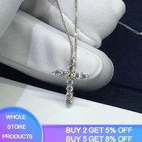 yanhui luxury cross pendant high quality aaaaa cz tibetan silver s925 cross pendant necklace for women men party wedding jewelry