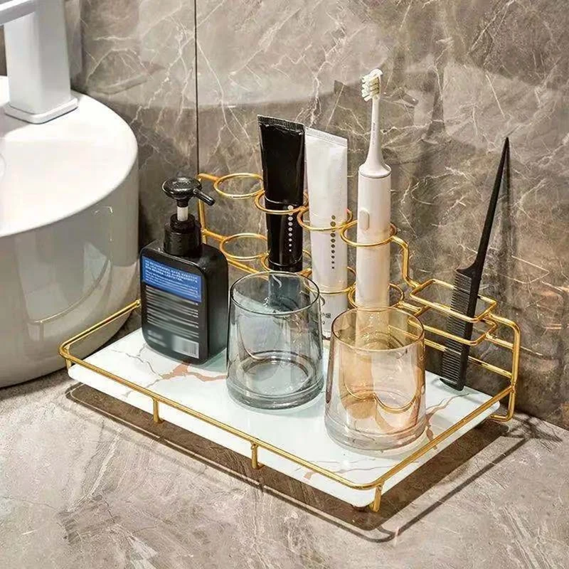 

Легкая Роскошная настольная косметическая продукция для ухода за кожей, органайзер для духов для косметики, ванной комнаты, напольная полк...