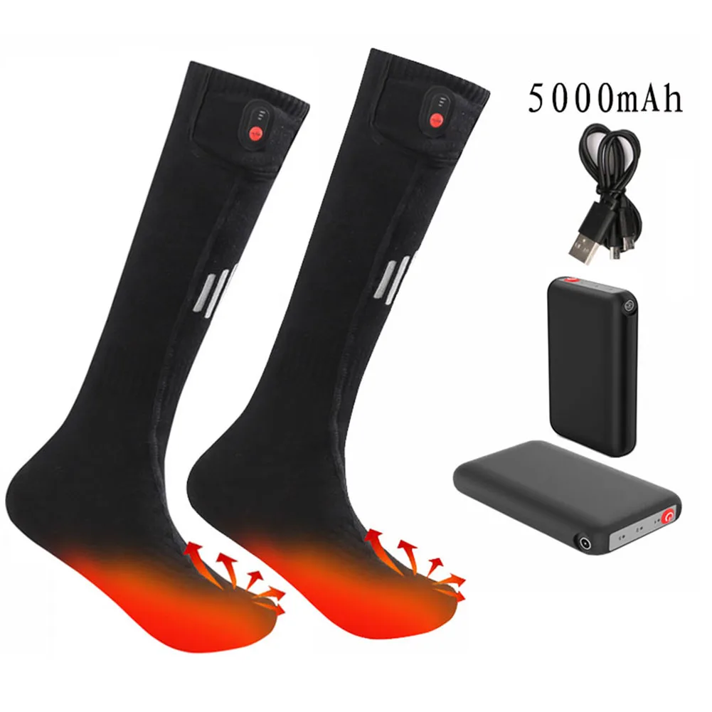 5000mah Battery Heated Socks Rechargeable Electric Heating Socks 3 Modes Thermal Winter Foot Warmer For Men Women Outdoor Skiing