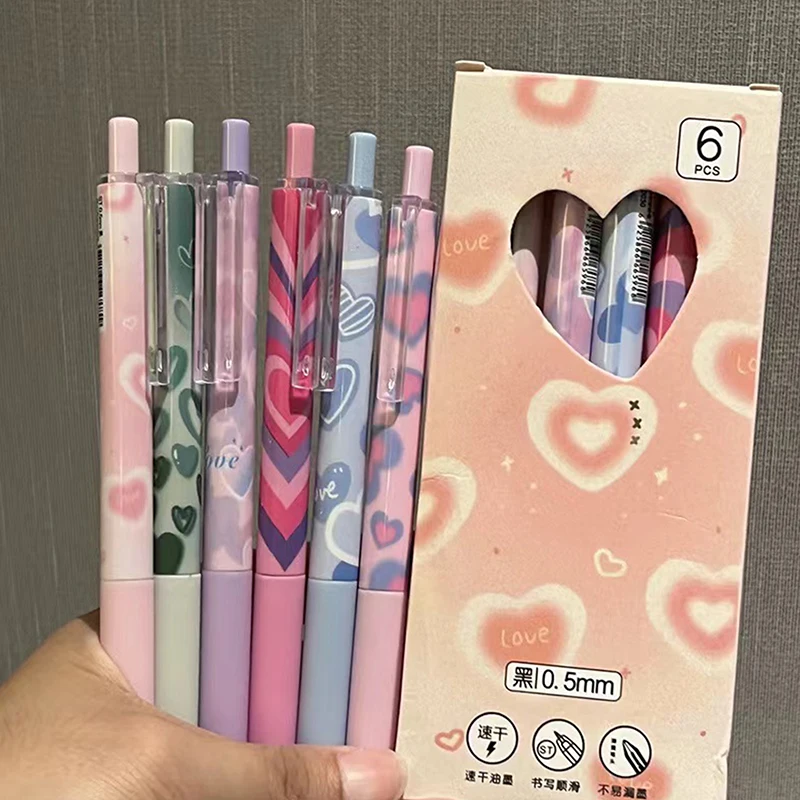 6 шт. модная кавайная Роза оригинальная быстросохнущая нажимная нейтральная