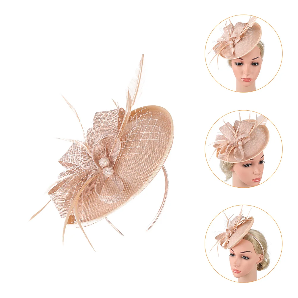 

European American Mesh Headband Bride Women Pink Top Female Party Headdress Imitation Linen Hair