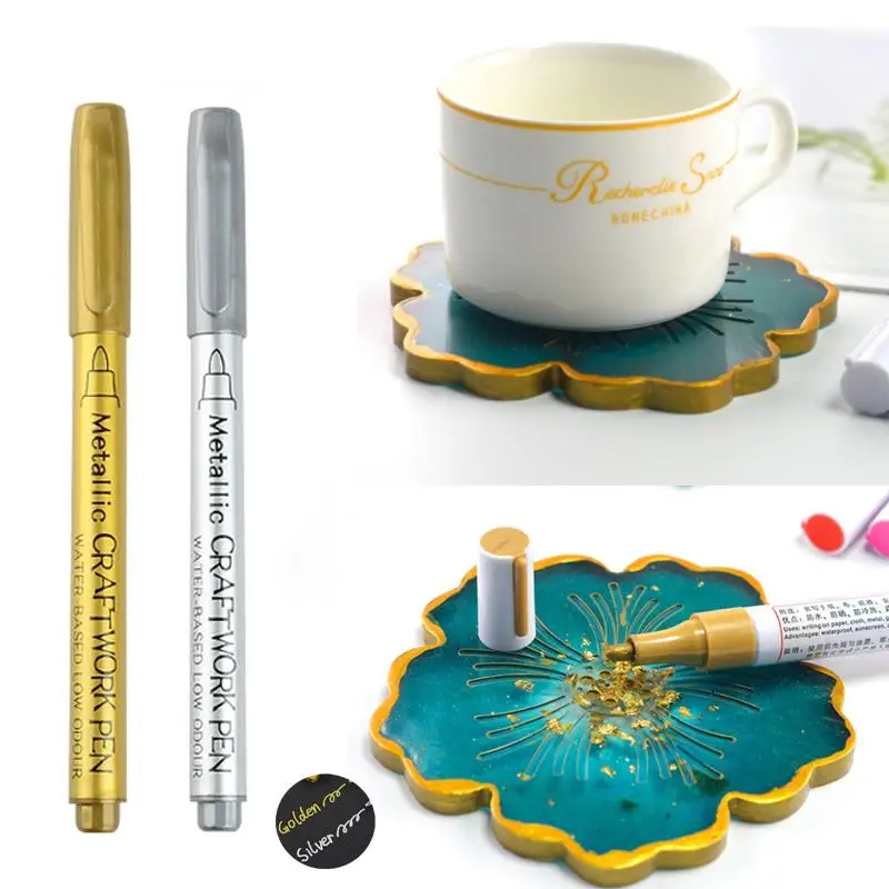 Металлические Водонепроницаемые перманентные Маркеры золотого и серебряного