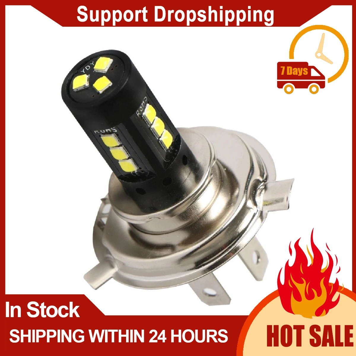 H4 3030led мотоциксветильник лампа, 4-сторонняя, 360 градусов, Hb2 9003 Hs1 P43t, сверхъяркая, 6000k, светильник свет, фара, ходовой свет