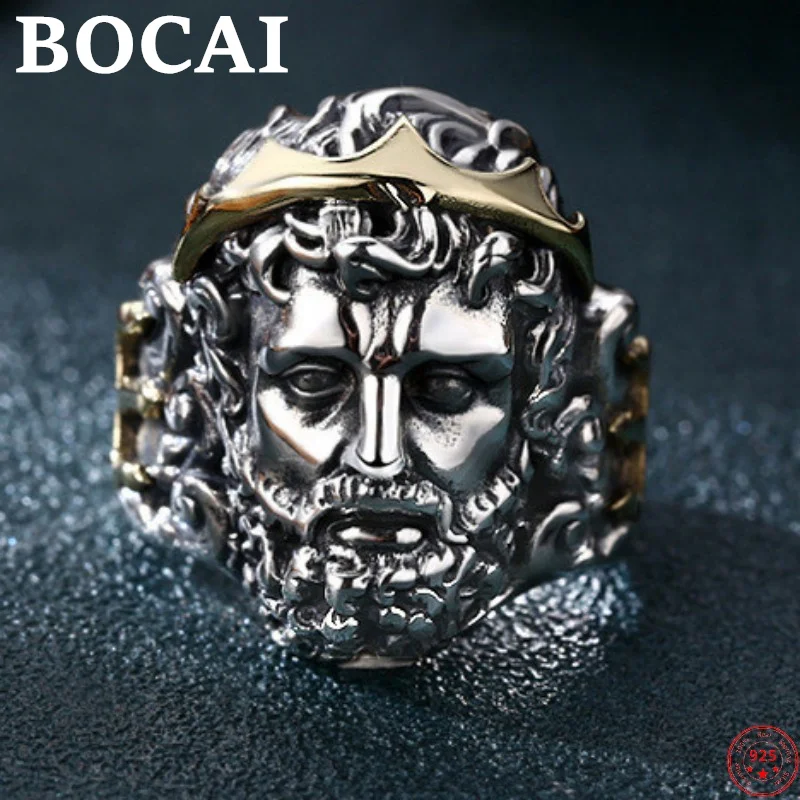 Мужское кольцо из серебра 2022 пробы с подвеской в виде головы зеуса - купить по