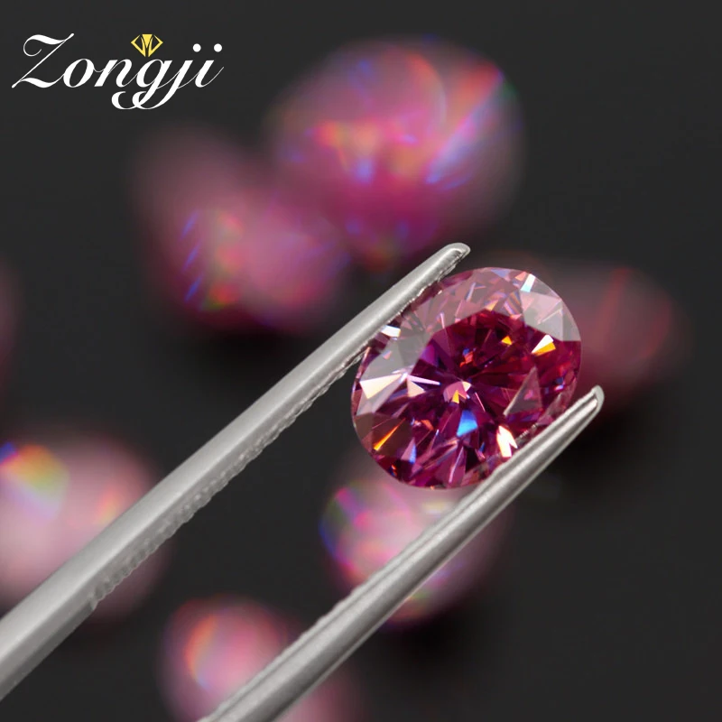 1.5 Carats Pink Color Oval Shape VVS Loose Gesmtone Moissanite Stone Pass Diamond Tester Simulation Jewelry Ring Making