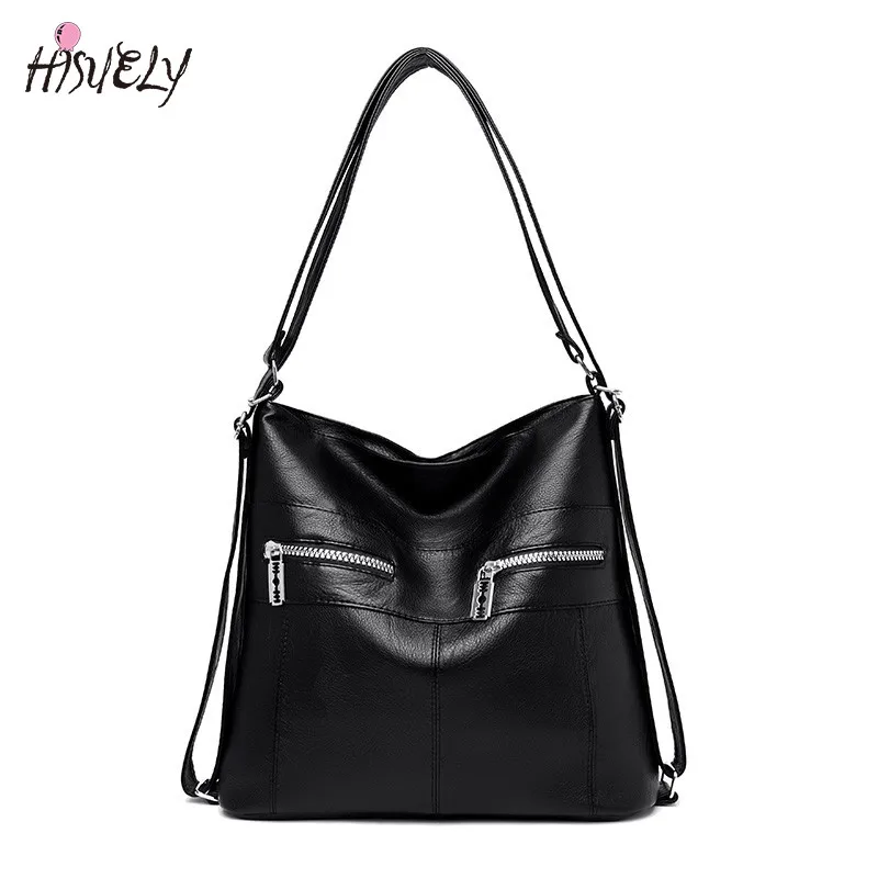 

HISUELY Large Capacity Top-handle Bags Women Hobos Multifunction Vintage Female Messenger Bag Designer Shoulder Bag Sac A Main