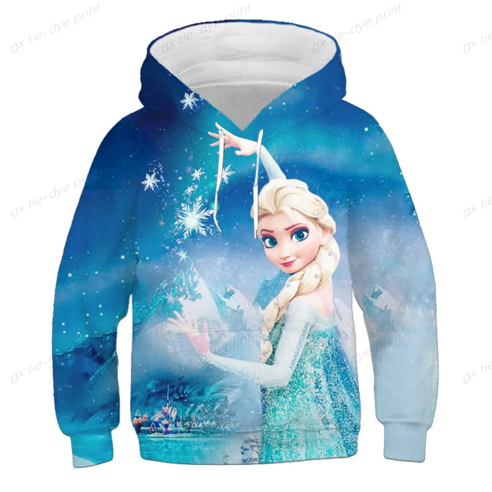 

2022 New Frozen 2 Hoodies Girls Elsa Fashion Long Sleeve Sweatshirts Spring Autumn Cartoon Casual Hooded Tops Sportswear 1-14 Y