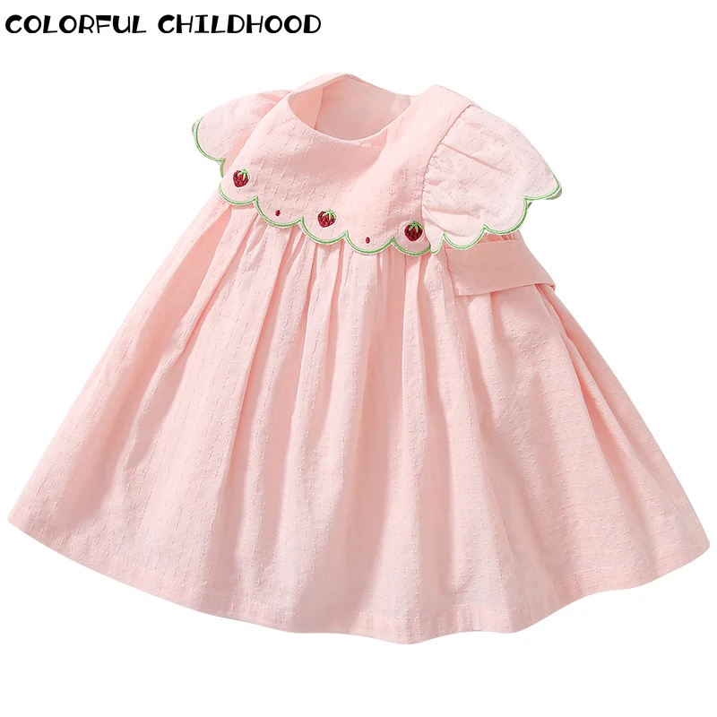 

Colorful Childhood Kids Clothes Summer Spring Girls Short Sleeve Princess Cotton Dress Toddler Party Children Dresses 22116