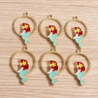 10pcs 2233mm cute enamel mermaid charms for making drop earrings pendants necklaces diy keychains jewelry findings accessories