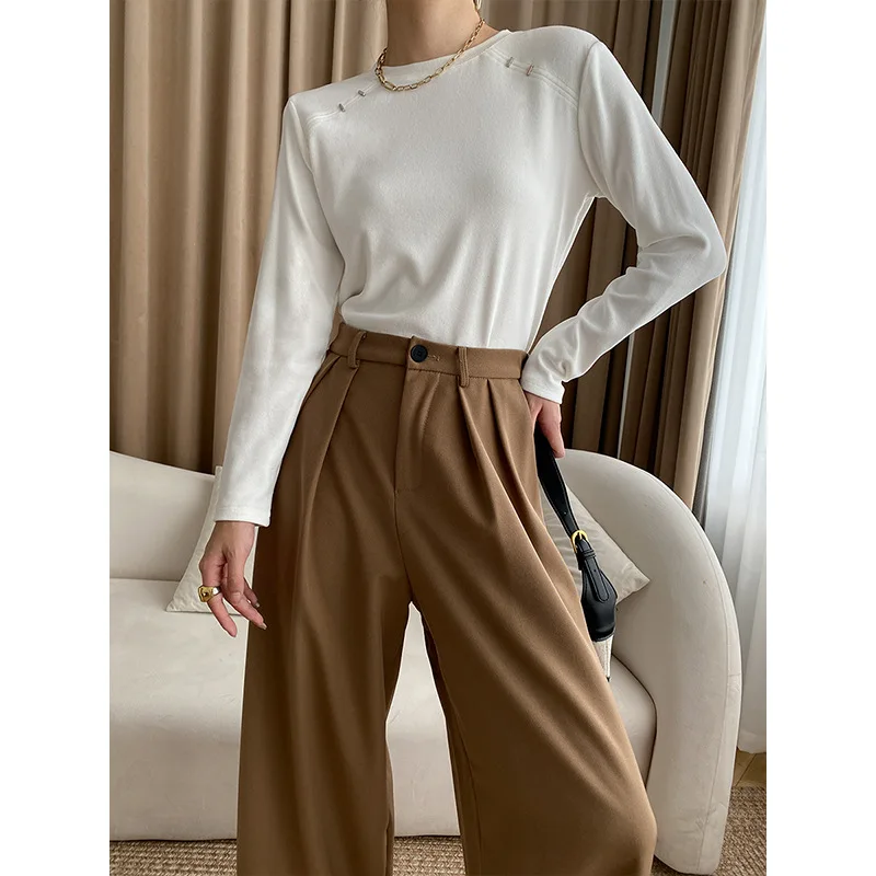 

French raglan sleeves cut design brushed bottoming shirt T-shirt slim fit 2022 autumn and winter new