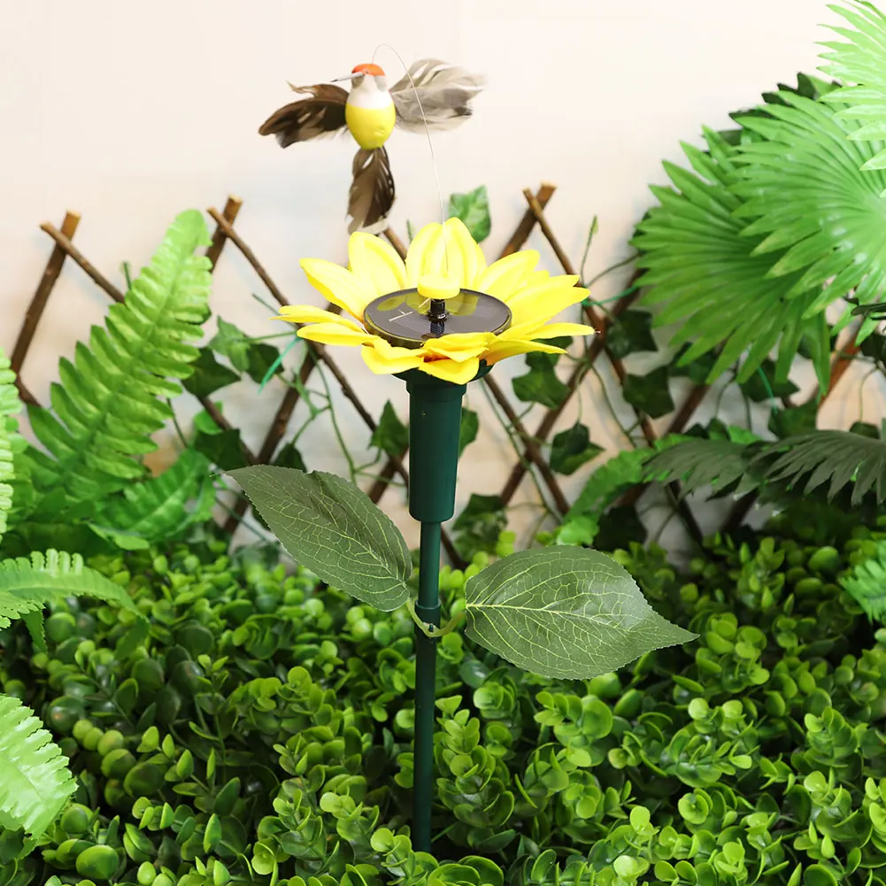 Садовый Кол С Подсолнухом На Солнечной Энергии - Вращающаяся Бабочка/коллибрия