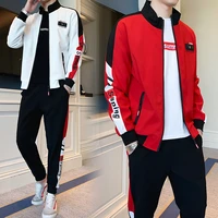 mens suit spring and autumn new korean version trend loose two piece suit youth leisure fashion sports suit