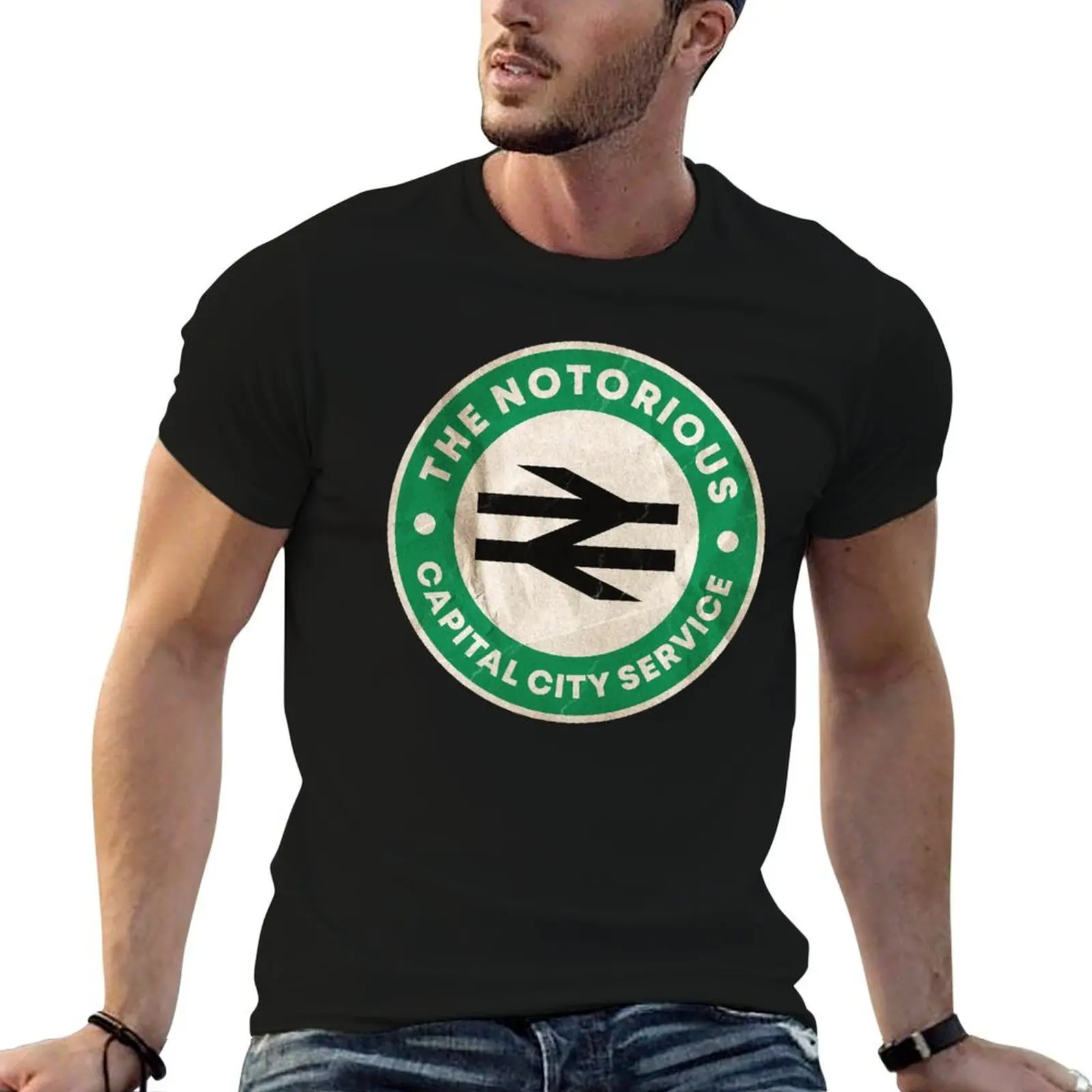 Фото Винтажная футболка The Notorious Capital City Service Hibs с трендовым художественным принтом №1