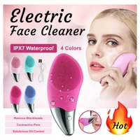 mini electric facial cleansing brush silicone sonic face cleaner deep pore cleaning skin face cleaning brush device usb recharge