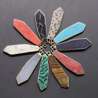new natural stone flat pendants section plating phnom penh long tear water drop color charms reiki diy jewelry accessories 8pcs