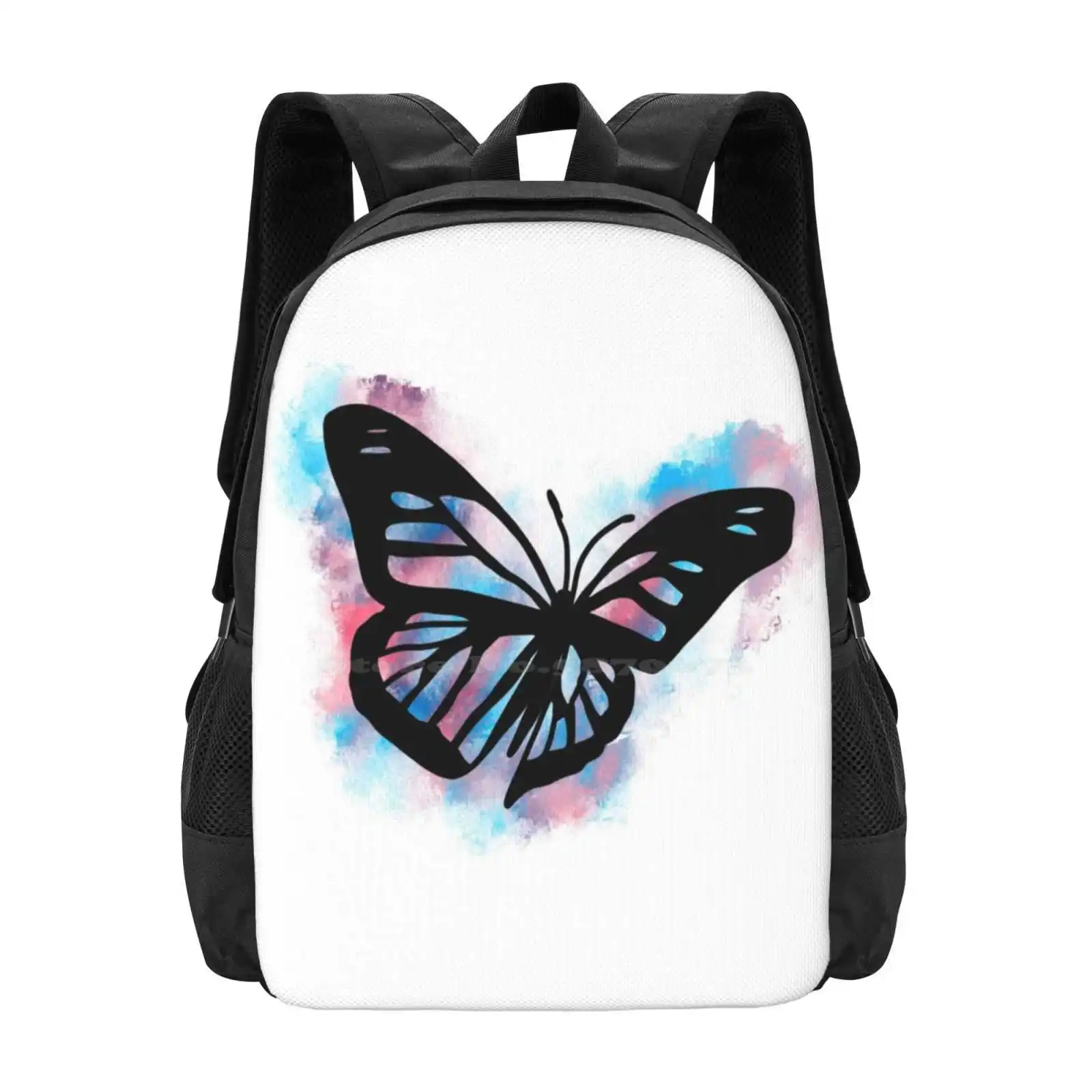 Pride Flag Butterfly Backpack For Student School Laptop Travel Bag Trans Flag Butterfly Flag Colours Gay Flag Lesbian Flag