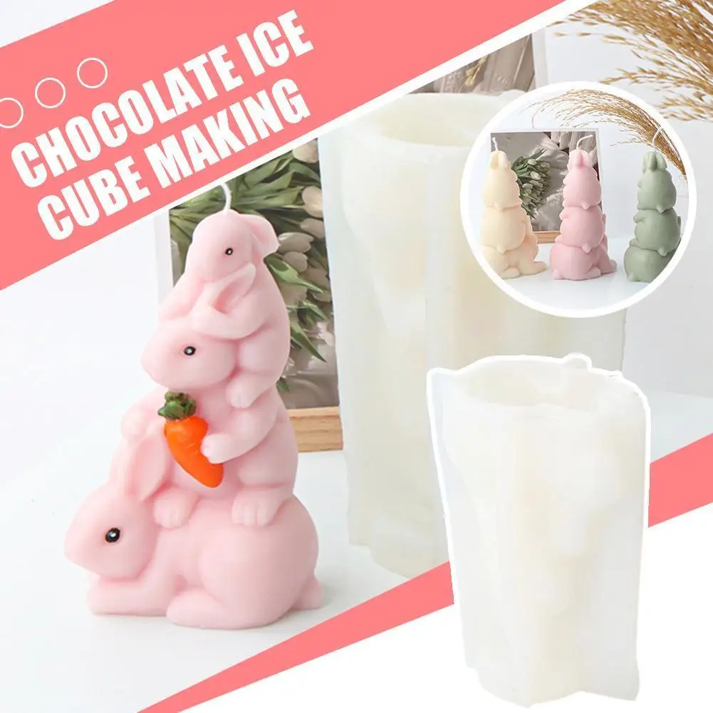 

Stacking Rabbit Candle Silicone Mold DIY Animal Soap Resin Chocolate Plaster Cube Home Gift Party Mold Making Ice Set Decor M8B1