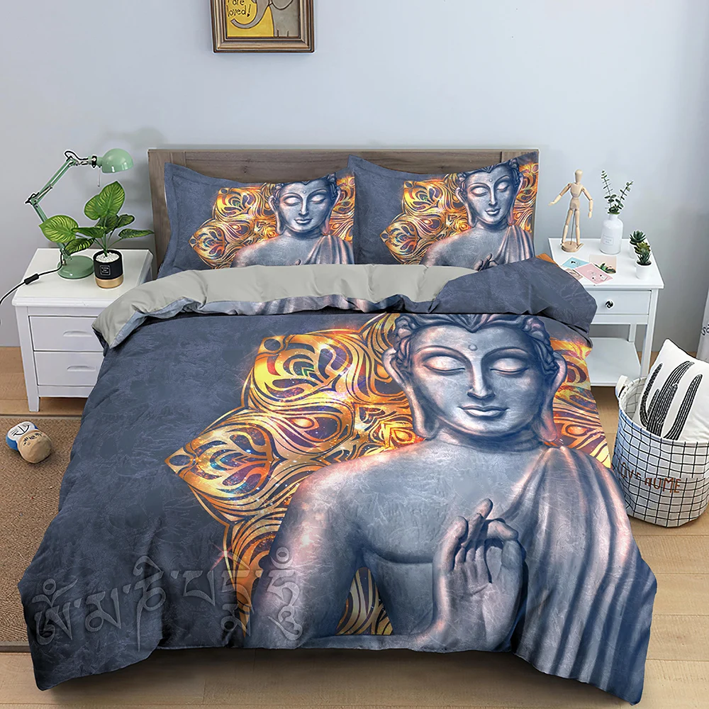 

Комплект постельного белья Будда с рисунком мандалы, пододеяльник, богемное постельное белье, комфортный комплект постельного белья, полный размер, Королевский размер, с наволочкой для взрослых