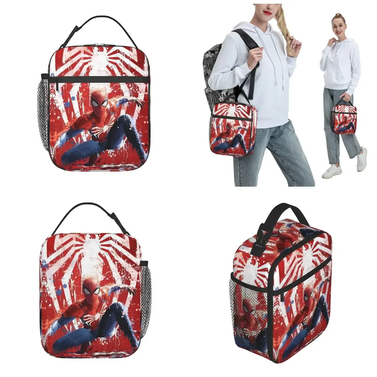 Сумка Для Обеда Человек-паук Многоразовая Оксфордская Многоцветная Унисекс