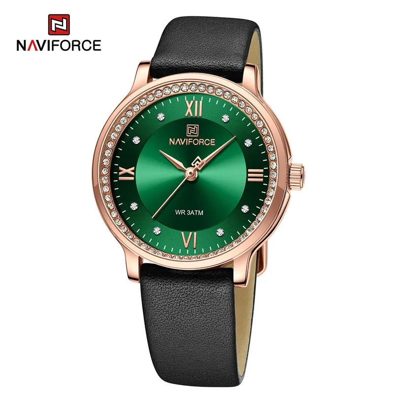 NAVIFORCE New Design Fashion Ladies Wristwatch Women High Quality Waterproof Leather Watch Dress Casual Female Clock Reloj Mujer
