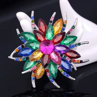 tulx crystal flower bejeweled brooch pins for women rhinestones wedding bridal party badge jewelry bouquet accessories