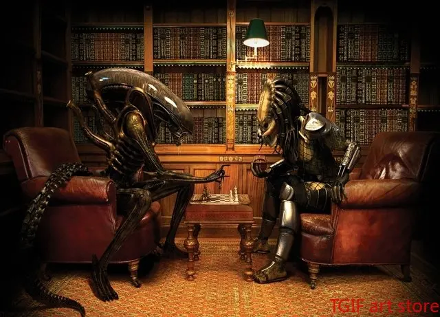 

Абстрактный плакат "Забавный инопланетянин против Хищника"