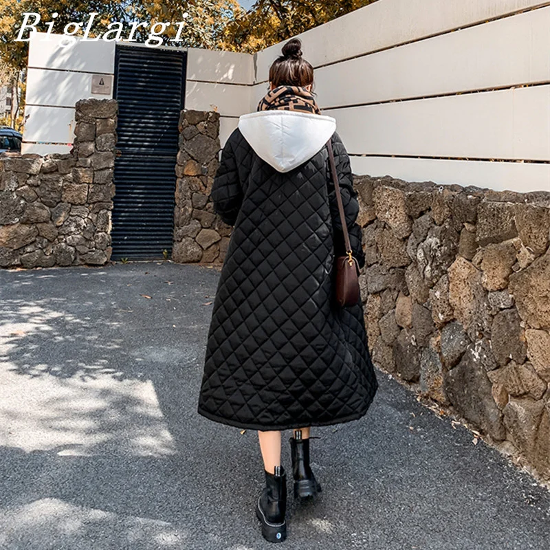 Oversize Autumn Winter Warm Long jacket women The Knee Korean Version Diamond Down Padded Jacket Winter Coat 2022 Woman Parkas