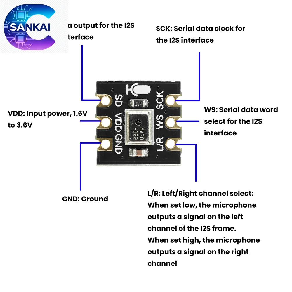 Фото Плата MEMS-микрофона INMP441/MS4030 I2S, низкое энергопотребление, высокая точность для Arduino №3