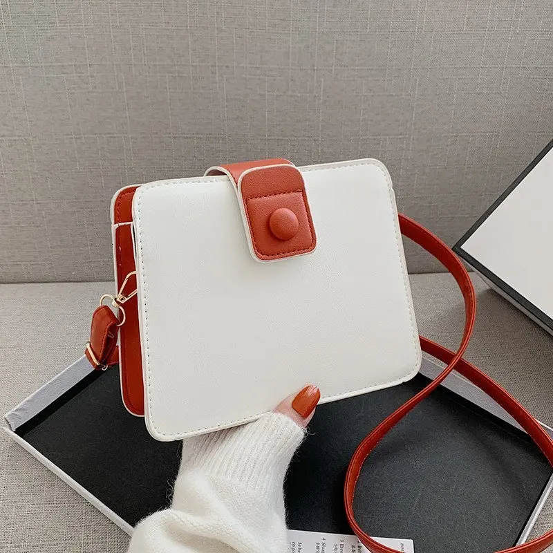 

2022 Autumn Winter New Women Small Square Bags Simple Fashion Contrast Color Shoulder Messenger Bag All-match