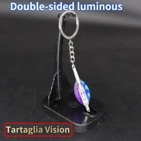 5 5cm game genshin impact hobby snezhnaya tartaglia vision two sided different luminous transformed glass keychain ornament gift