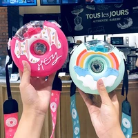 creative and cute donut nozzle water cup spray straw cup outdoor portable water cup silicone anti fall baby plastic cup