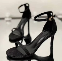 2022 summer gladiator sandals for women 6cm high heels pu leather black women sandals sexy shoes ladies women shoes