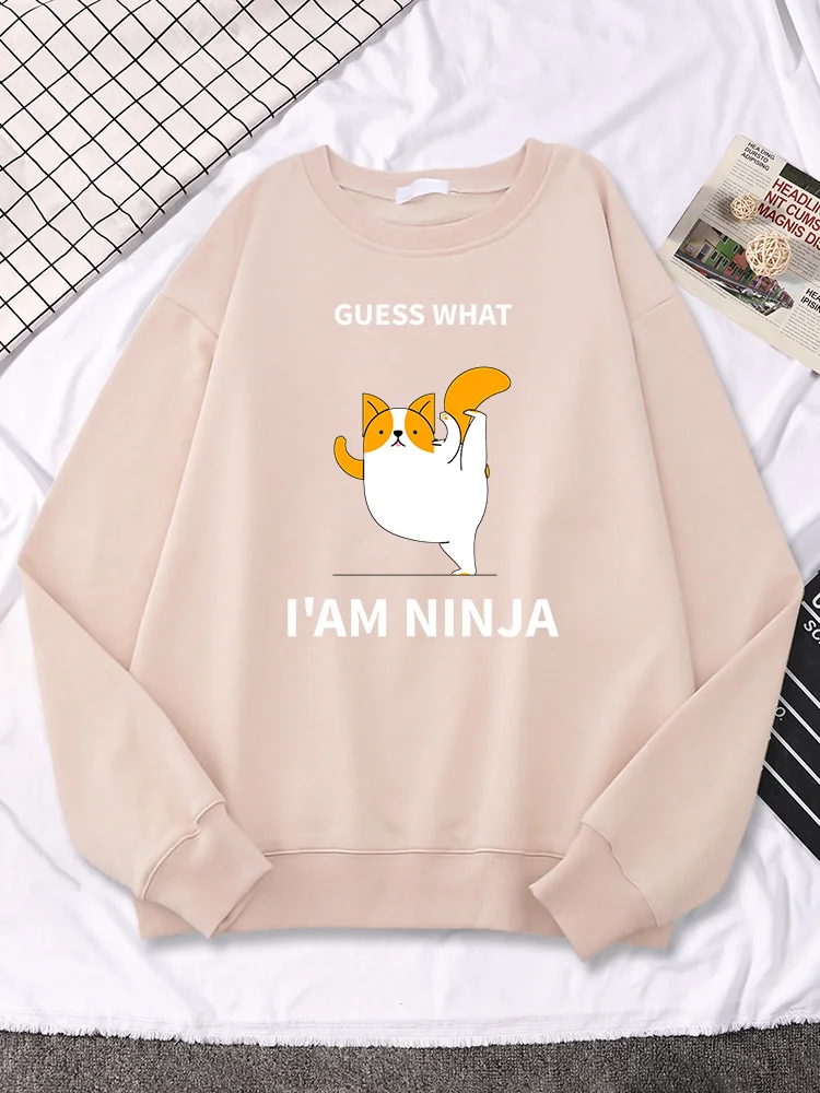 

Guess What I Am Ninja Kawaii Cat Prints Men Hoodies Fashion Crewneck Casual Pullovers Cute Cartoons Clothing Mans Sweatshirt