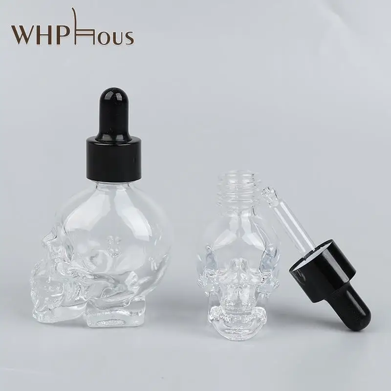 

15/30ML Skull Shape Glass Dropper Bottle For E-juice Head Glass Eliquid dropper bottle Glass