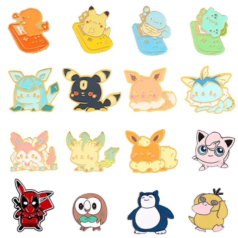 

Pokémon Pikachu Game Console Enamel Pins Badges Brooches Japanese Anime Squirtle Funny Punk Denim Jacket Badge Lapel Pin Friends