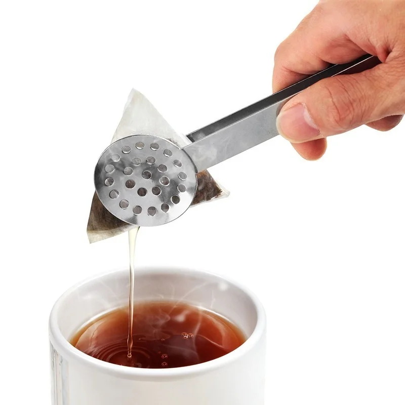

Выжималка для чайных пакетиков из нержавеющей стали, держатель для чая, захват для трав, кухонный инструмент, зажим для ломтиков лимона