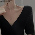 Женское Ожерелье с кисточками ANENJERY, серебряное ожерелье с медным жемчугом, простой французский светильник, роскошная цепочка для ключицы, подарок