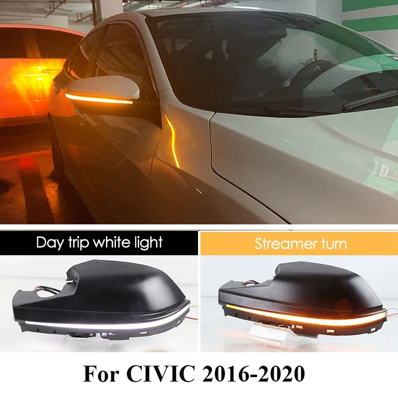 

Dynamic Side Mirror Cover, For Honda Civic 2016-2020 Rearview Mirror Cover With Turn Signal Blinker Side Marker Lights