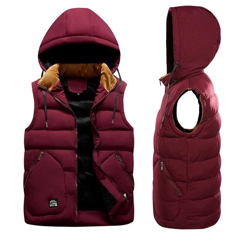 Didiboer Men's Jacket Coat New Winter Warm Hoodies Vests Jackets Casual Waistcoat Thick Solid Color Outerwear Men Clothing