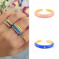 gold plated colorful enamel adjustable ring fashion engagement rings for women wedding high luxury jewelry friendship gifts