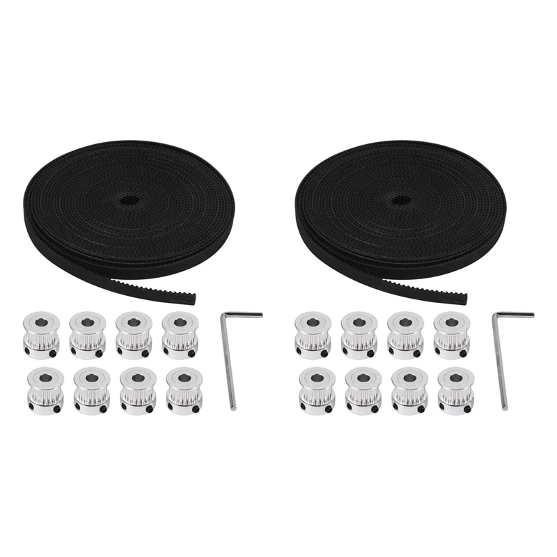 

16Pcs 5Mm 20 Teeth Aluminum Timing Pulley Wheel+5 Meters Rubber GT2 2Mm Pitch 6Mm Wide Timing Belt For 3D Printer CNC