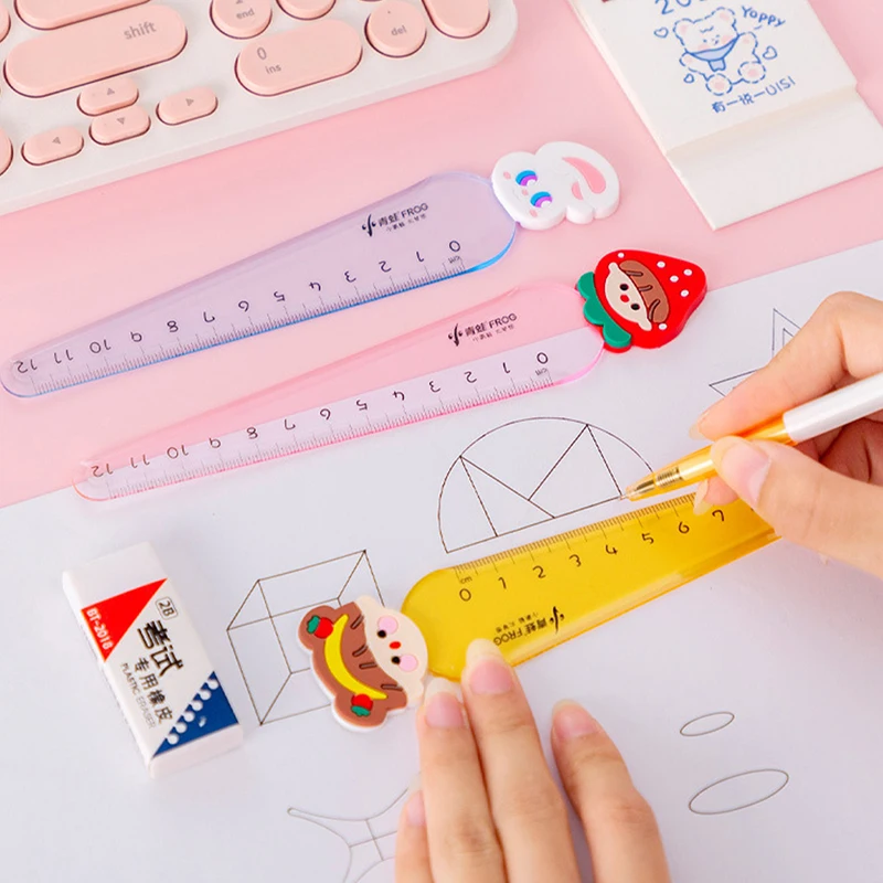 

Cartoon Cute Carrot Shape Straight Ruler Student Stationery Supplies Transparent 12cm Ruler Scale