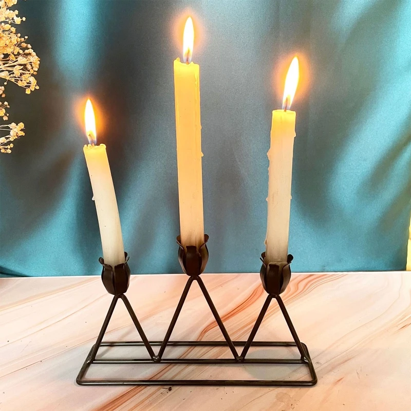 Nordic Creative Metal Candlesticks Dinner Retro Iron Candlestick Ornaments Wedding Table Candle Decoration for Living Room