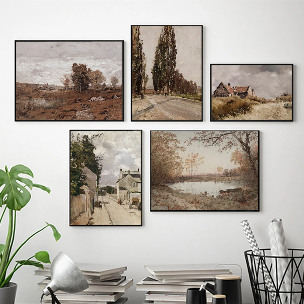 Скандинавский винтажный элегантный постер с изображением природного озера и леса абстрактная фотография стены для гостиной домашний декор